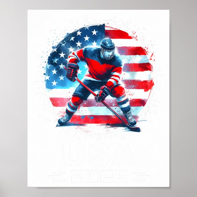 Hockey Usa Go Usa Team Usa Flag 2026 Hockey (1)  Poster (Front)