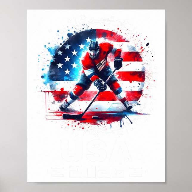 Hockey Usa Go Usa Team Usa Flag 2026 Hockey (2)  Poster (Front)