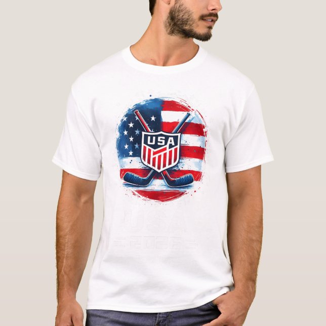 Hockey Usa Go Usa Team Usa Flag 2026 Hockey  T-Shirt (Front)