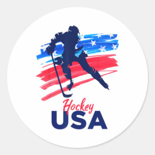 Hockey Usa Support The Team Shirt Usa Ice Hockey L Classic Round Sticker