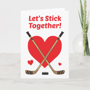Hockey Valentine's Day Card - Let's Stick Together