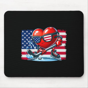 Hockey Valentines Day Valentine Us Flag Sungles Pa Mouse Pad