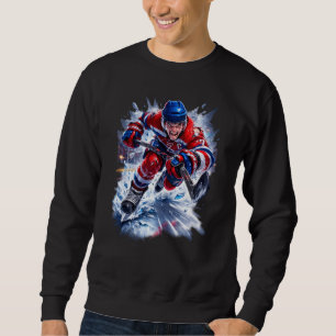 Hockey Warrior Red White & Blue Ice Burst Sweatshirt
