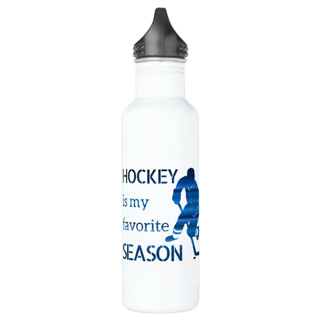 Hockey Water Bottle Favorite Season blue lines (Left)