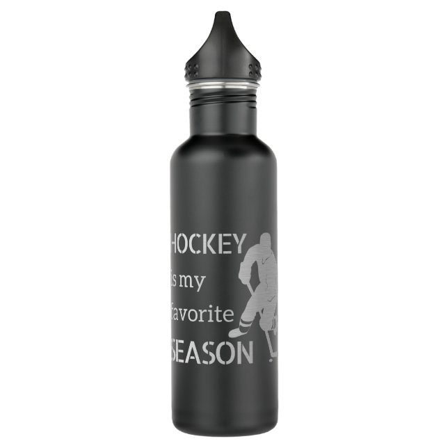 Hockey Water Bottle Favorite Season silver (Left)