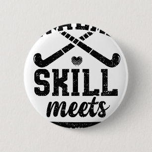 Hockey Where Skill Meets Determination - Field Hoc 6 Cm Round Badge
