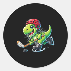 Hockeysaurus Dinosaur Ice Hockey Trex Kids Boys Ic Classic Round Sticker