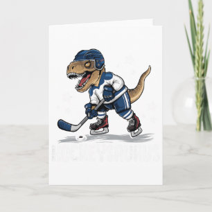 Hockeysaurus Funny Dinosaur Hockey Kids Hockey Boy Card