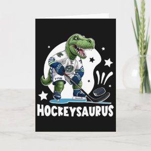 Hockeysaurus Funny Dinosaur Hockey Kids Hockey Boy Card