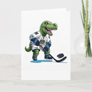 Hockeysaurus Funny Dinosaur Hockey Kids Hockey Boy Card