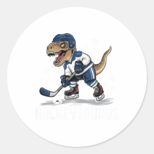 Hockeysaurus Funny Dinosaur Hockey Kids Hockey Boy Classic Round Sticker