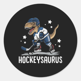 Hockeysaurus Funny Dinosaur Hockey Kids Hockey Boy Classic Round Sticker