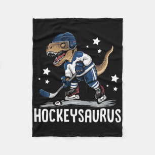 Hockeysaurus Funny Dinosaur Hockey Kids Hockey Boy Fleece Blanket