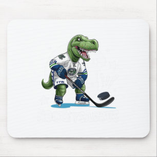 Hockeysaurus Funny Dinosaur Hockey Kids Hockey Boy Mouse Pad