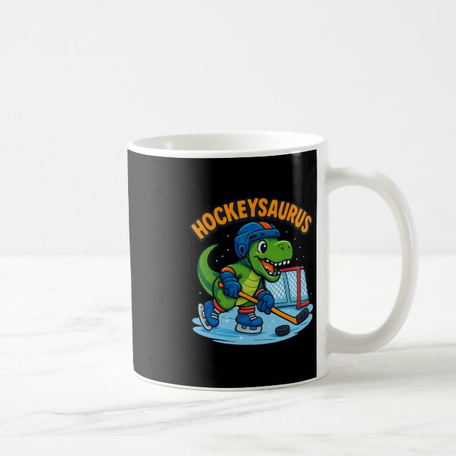 Hockeysaurus Funny Dinosaur Ice Hockey Kids  Coffee Mug (Right)