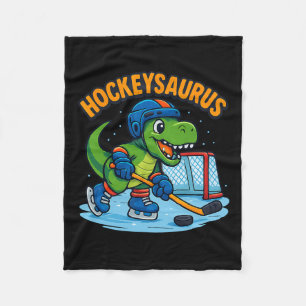 Hockeysaurus Funny Dinosaur Ice Hockey Kids  Fleece Blanket