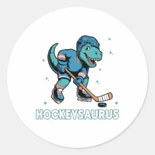 Hockeysaurus Funny Dinosaur Trex Hockey Kids Hocke Classic Round Sticker