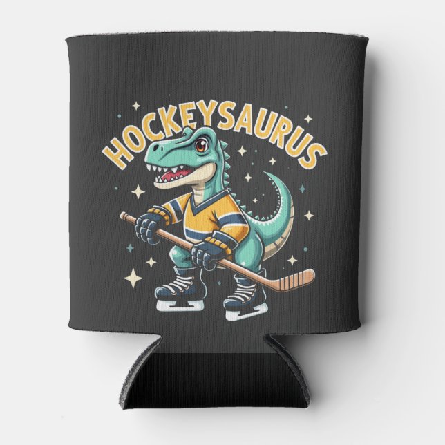 Hockeysaurus Ice Hockey Dinosaur Lovers  Can Cooler (Front)