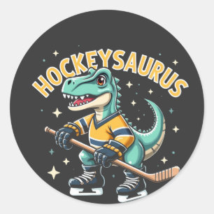Hockeysaurus Ice Hockey Dinosaur Lovers Classic Round Sticker