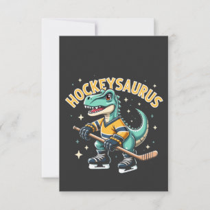 Hockeysaurus Ice Hockey Dinosaur Lovers Thank You Card