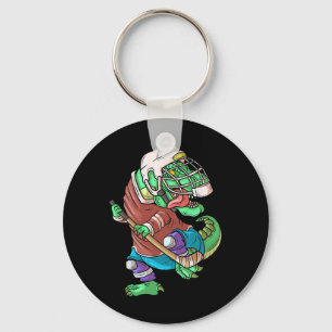 Hockeysaurus Kids T-rex Dinosaur With Ice Hockey S Key Ring