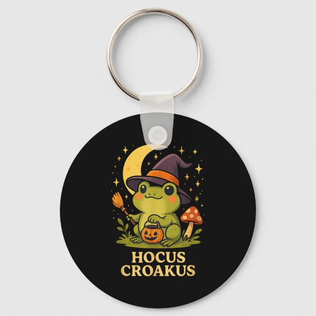 Hocus Croakus Cute Frog Witch Halloween Shirt  Key Ring (Front)