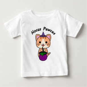 Hocus Pawcus - Ginger Tabby Cat - Black Writing Baby T-Shirt