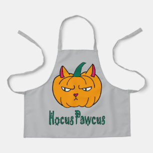 Hocus pawcus Halloween pumpkin ginger cat magic Apron