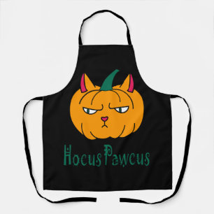 Hocus pawcus Halloween pumpkin ginger cat magic Apron