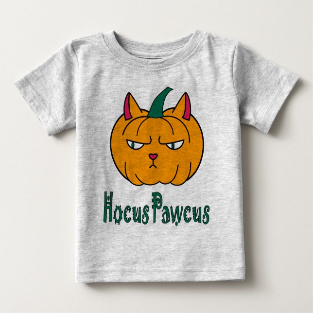 Hocus pawcus Halloween pumpkin ginger cat magic Baby T-Shirt (Front)
