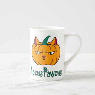Hocus pawcus Halloween pumpkin ginger cat magic Bone China Mug