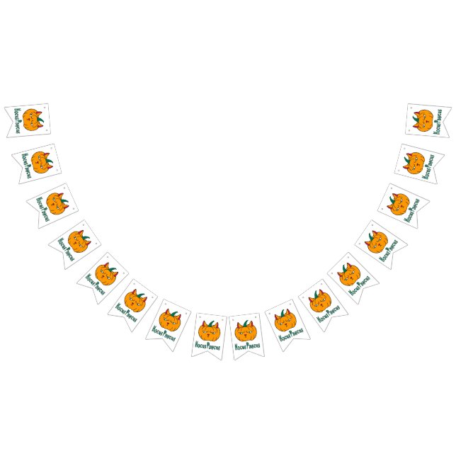 Hocus pawcus Halloween pumpkin ginger cat magic Bunting (All)