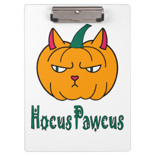 Hocus pawcus Halloween pumpkin ginger cat magic Clipboard
