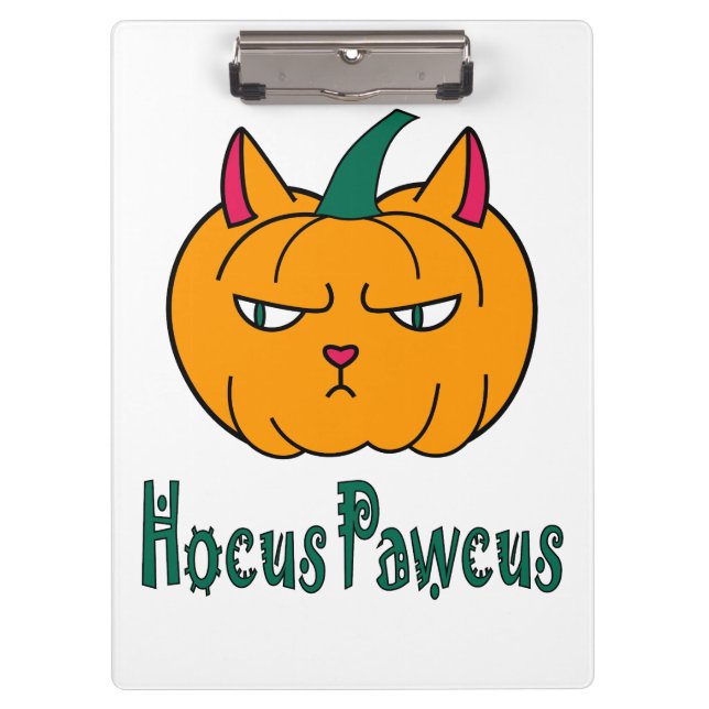 Hocus pawcus Halloween pumpkin ginger cat magic Clipboard (Front)