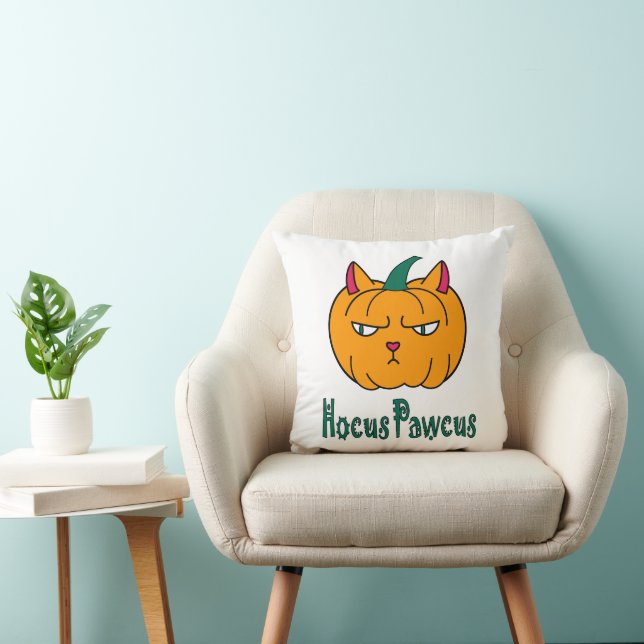 Hocus pawcus Halloween pumpkin ginger cat magic Cushion (Chair)