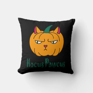 Hocus pawcus Halloween pumpkin ginger cat magic Cushion