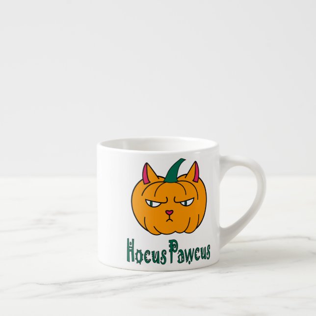 Hocus pawcus Halloween pumpkin ginger cat magic Espresso Cup (Right)