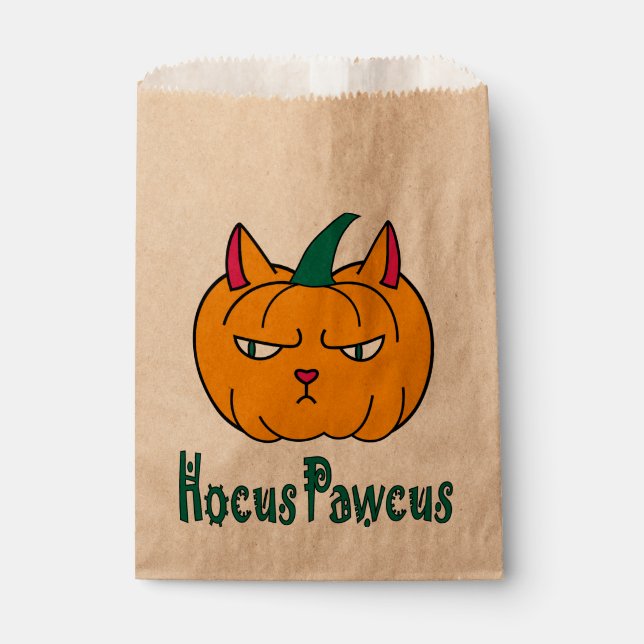 Hocus pawcus Halloween pumpkin ginger cat magic Favour Bag (Front)