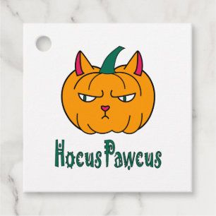 Hocus pawcus Halloween pumpkin ginger cat magic Favour Tags