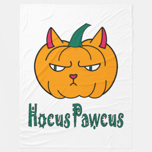 Hocus pawcus Halloween pumpkin ginger cat magic Fleece Blanket