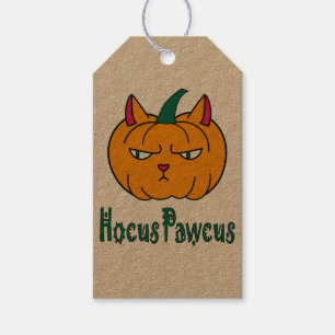 Hocus pawcus Halloween pumpkin ginger cat magic Gift Tags