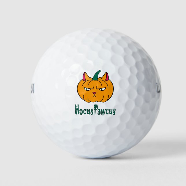 Hocus pawcus Halloween pumpkin ginger cat magic Golf Balls (Front)