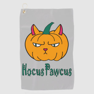 Hocus pawcus Halloween pumpkin ginger cat magic Golf Towel