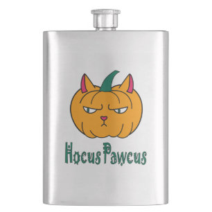 Hocus pawcus Halloween pumpkin ginger cat magic Hip Flask