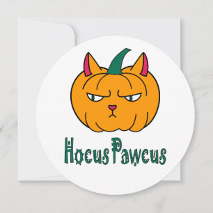 Hocus pawcus Halloween pumpkin ginger cat magic Holiday Card