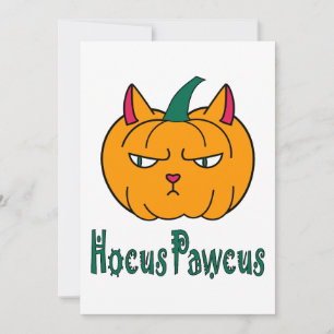 Hocus pawcus Halloween pumpkin ginger cat magic Invitation