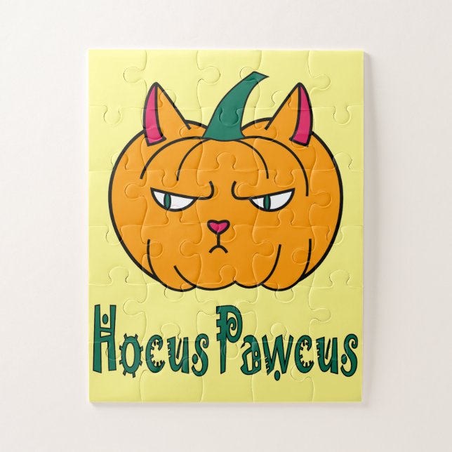 Hocus pawcus Halloween pumpkin ginger cat magic Jigsaw Puzzle (Vertical)