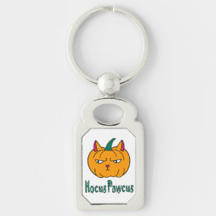 Hocus pawcus Halloween pumpkin ginger cat magic Key Ring