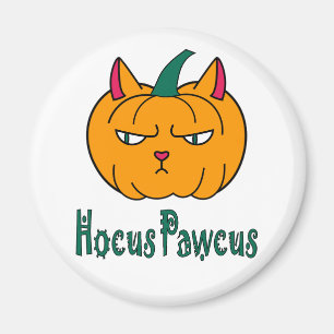 Hocus pawcus Halloween pumpkin ginger cat magic Magnet