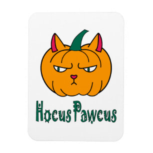 Hocus pawcus Halloween pumpkin ginger cat magic Magnet